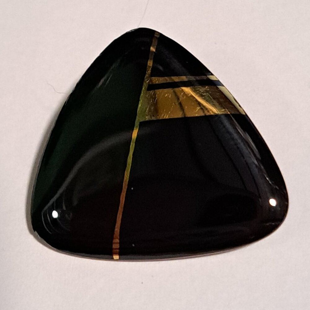shiny black and gold Jules Perrier brooch